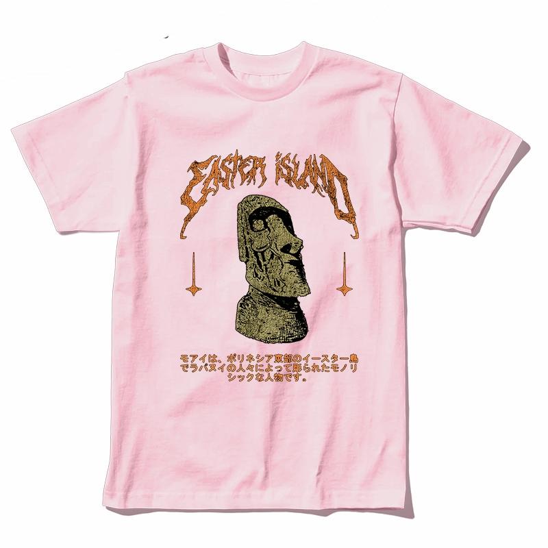 Coolmind U0010-T2 Easter Island Statue Graphic Print Men T Shrit Casual Cool Men Tshirt O-Neck Tee Shirts