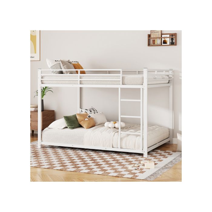 Lit superposé - MUVOE - 140x200 cm - Métal - Blanc - 2 places