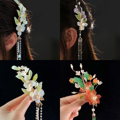 1Pcs Fairy Tassel Chinese Hair Pin Flower Retro Headpieces New Flower Hairpin for Women Girls