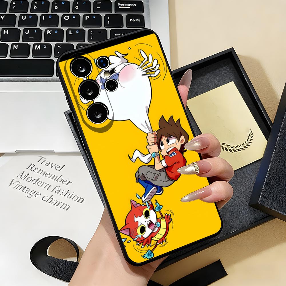Komasan Buchinyan Y-Yo Kai W-Watch Чехол для телефона для Samsung S26 S25 S24 FE S23 S22 S21 Plus S20 Ultra Note20Ultra Черный Мягкий чехол