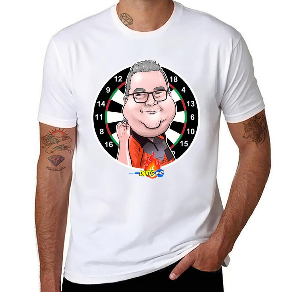Caricatura Stephen Bunting By Darts Attack Tshirt Work Wear Short Sleeve Tshirt