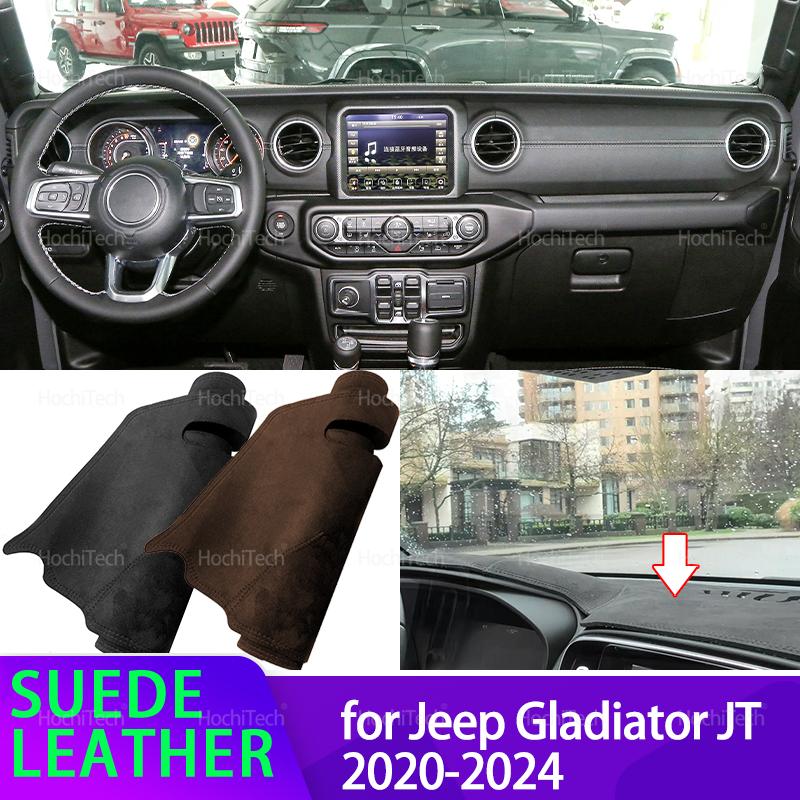 For Jeep Gladiator JT -2024 Anti-UV Suede Leather Dashmat Dashboard Cover Sun Shade Carpet Non-slip Pad