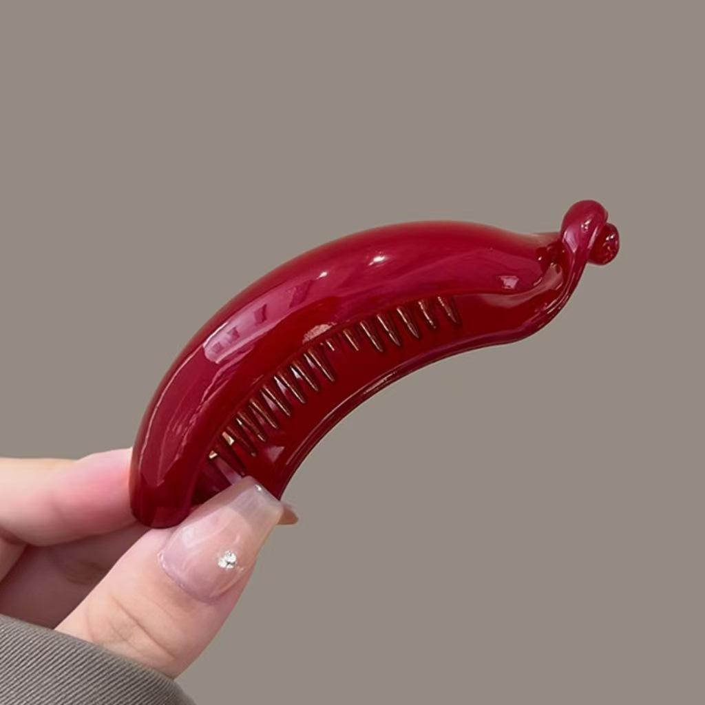Korean Retro Hair Clip: 2024 High-End Horizontal Banana Clip for Women's Bun