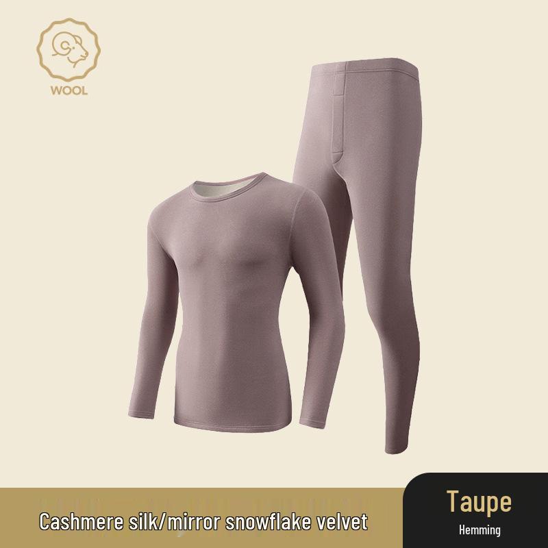 Термобелье из немецкого кашемира и шелка: Унисекс бесшовный комплект с круглым вырезом для осени и зимы