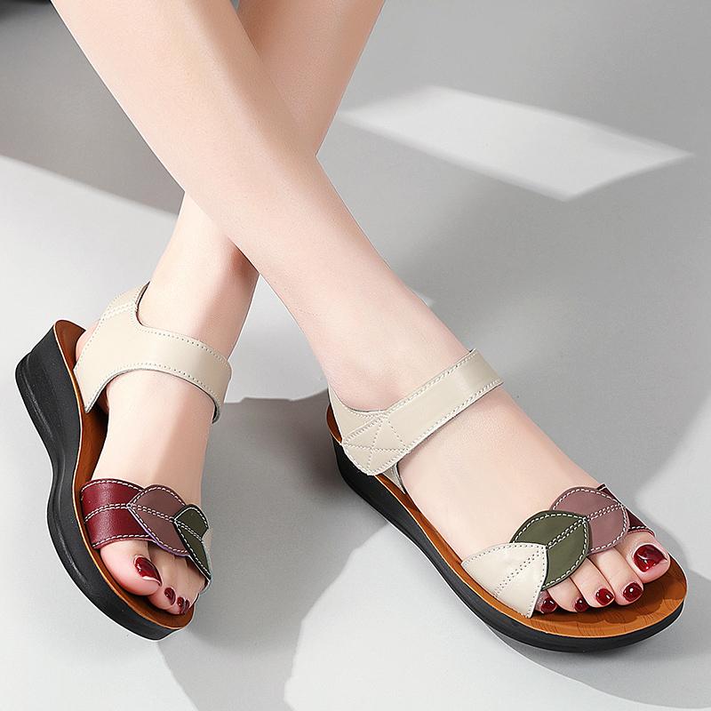 Женские летние римские сандалии на плоской подошве, нарядные повседневные сандалии с открытым носком для девочек, большие размеры