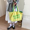 Женская сумка-тоут 2025 лето тканевая сумка большой вместимости на плечо вышитые буквы двусторонняя ленивая тканевая сумка