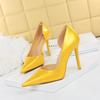 Women's Stiletto 11cm Super High Heel Shiny Lacquer Leather Shallow Mouth Pointed Side Hollow Sexy Single Shoe