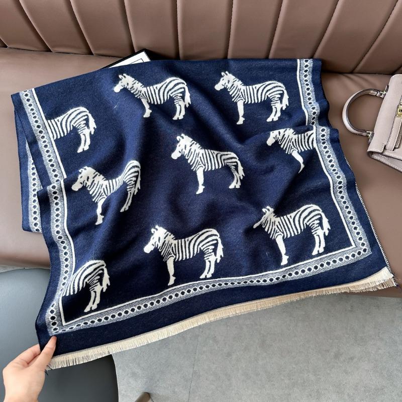 New Zebra Scarf Women's Autumn and Winter High-end Office Shawl Dual-purpose Versatile Thickened Warm Scarf