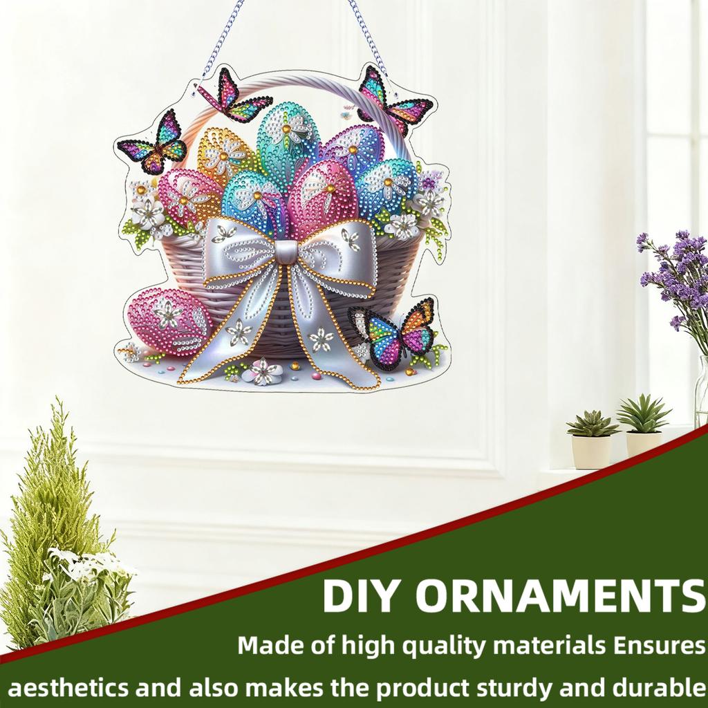 Easter 2D Flat DIY Hanging Diamond Art Kits Special Shape Rhinestone Diamond Art Window Pendants Wall Decor for Home & Windows