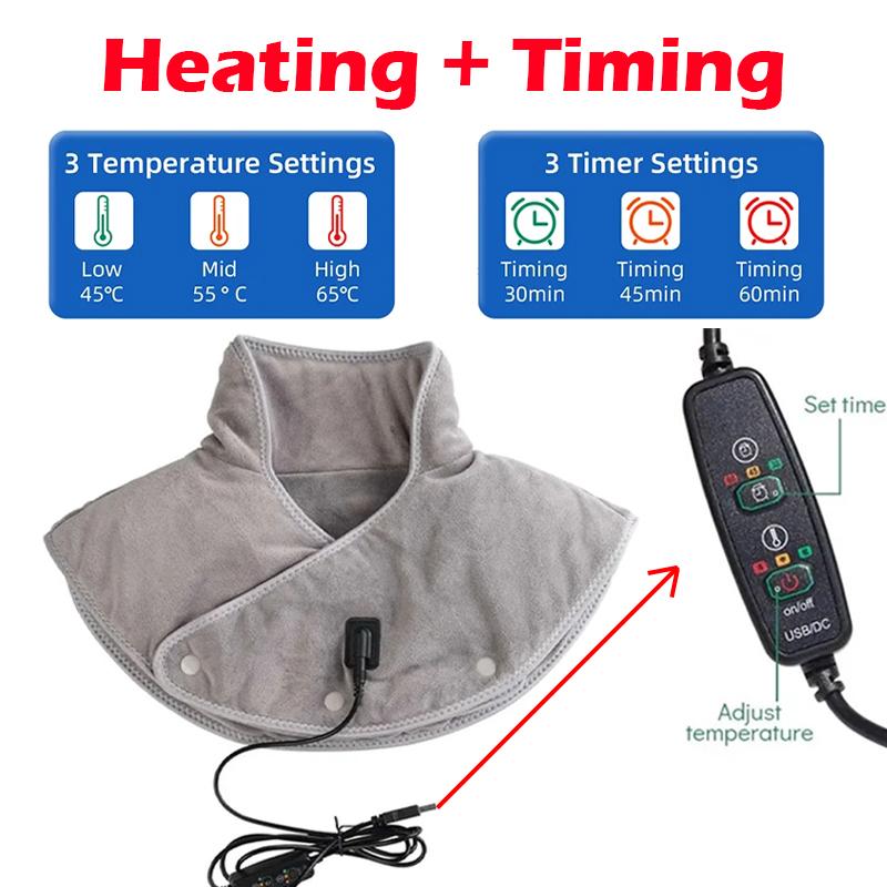 Electric Heating Shoulder Neck Pad Three Gear Hot Compress Cervical Shawl Neck Muscle Massager Back Relax Brace Household Office