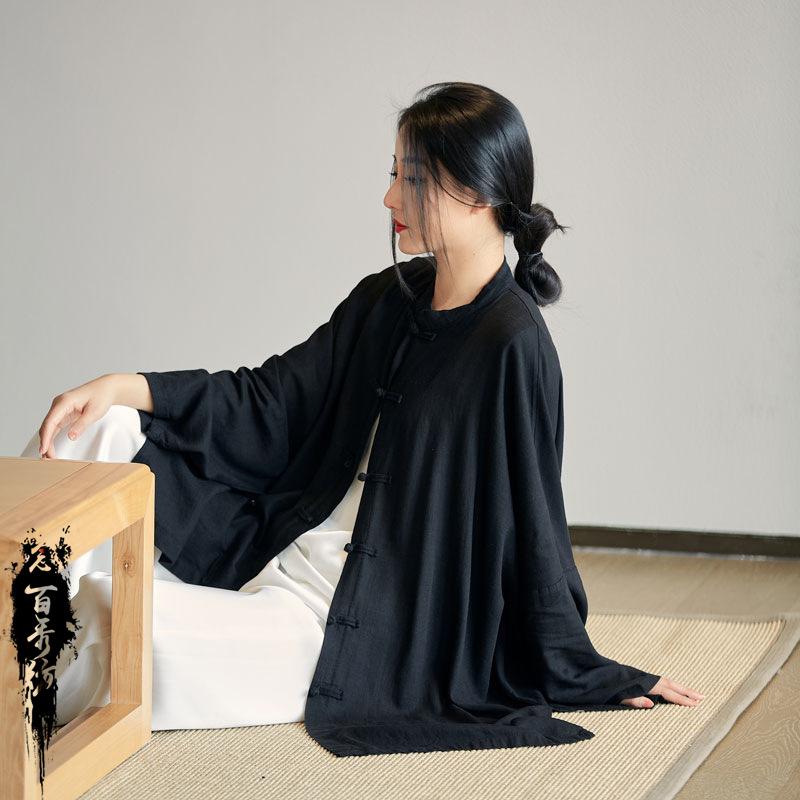 Spring and Autumn Cotton Linen Women's Plus Size Soft Floating Zen Tea Clothes Sunscreen Cardigan Shirt Jacket