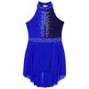 Girls Lyrical Dress Shiny Rhinestone Decor Sleeveless Irregular Hem Dance Leotard Dress Kids Dancewear
