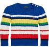 Polo Sweater Ss24 Logo Embroidered Striped Cable Knit Crew Neck Pullover Long Sleeve Kids Sweater Multicolor CWPOSWER6820405-999