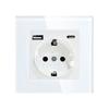 European Standard USB Wall Socket Tempered Glass Panel Socket Household Concealed Round Box Installation Socket Batch