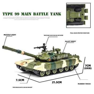 1:32 Тип ZTZ-99 Модель Транспортера Танков Игрушечный Автомобиль Сплав Литье Под Давлением Транспортные Средства Металлический Кузов Звук Свет Резиновые Шины Игрушки для Детей