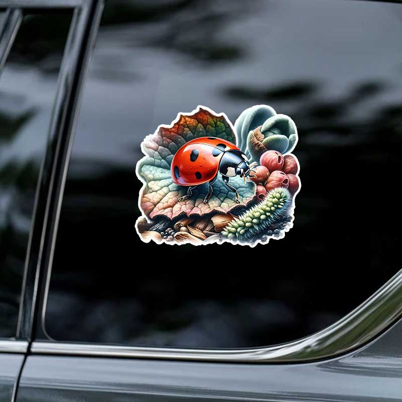 Red Beetle Ladybug Car Sticker Vinyl Decal Waterproof Rear Window Motorcycle Camper Bumper Truck Laptop Decoration TM391