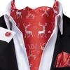 Christmas Mens Red Black Green Cravat Tie Set Silk Ascot Tie Bow Tie Event Set