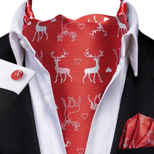 Christmas Mens Red Black Green Cravat Tie Set Silk Ascot Tie Bow Tie Event Set
