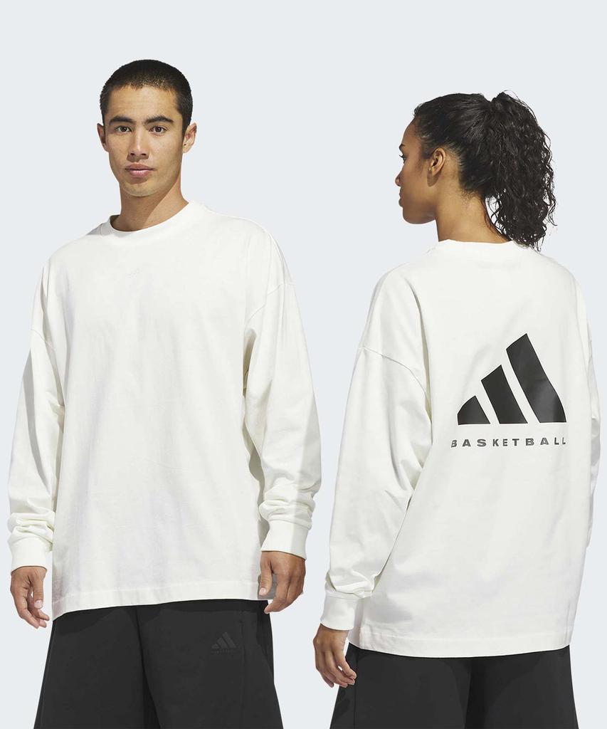 adidas Баскетбольная футболка с длинным рукавом - Белая:Черный / Kb7555