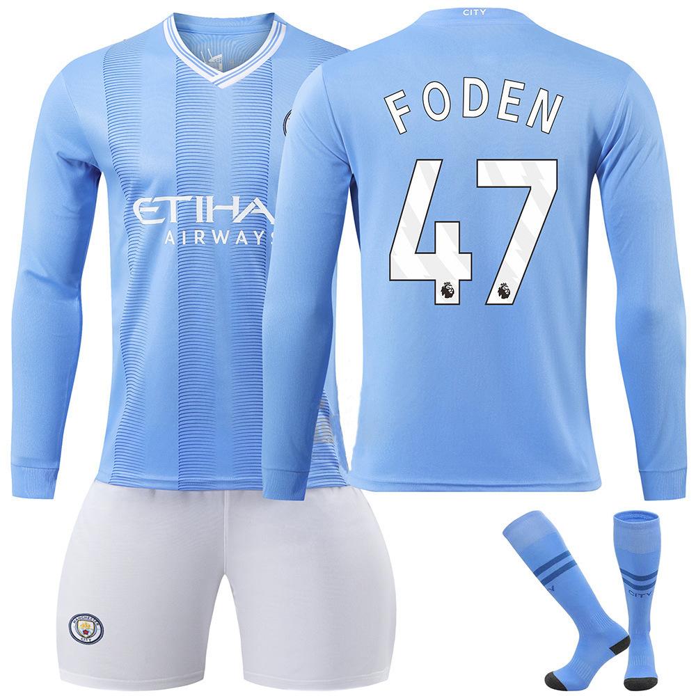 2324 Manchester City football jersey, long-sleeved suit, training jersey, club team jersey, appearance jersey, fan version, quick-drying.