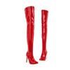 European and American Large Size Ultra-high Heel Thin Heel Waterproof Table Patent Leather Knee Boots Pole Dancer Shoes