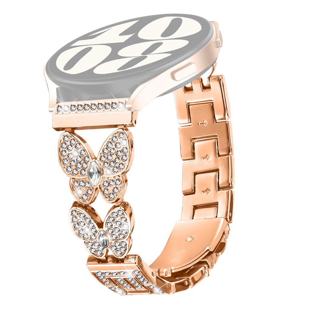 For Huawei Watch GT 3 Pro 46mm Band Butterfly Rhinestones Decor Alloy Metal Watch Strap