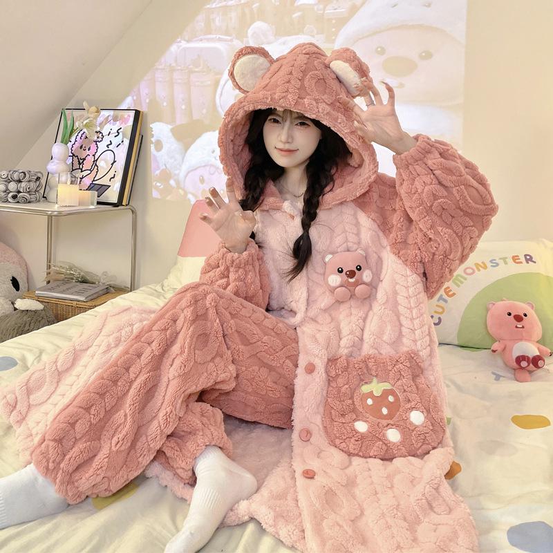 Женская зимняя ночная рубашка из бархата и кораллового флиса размера плюс - симпатичная домашняя одежда из плотной фланели