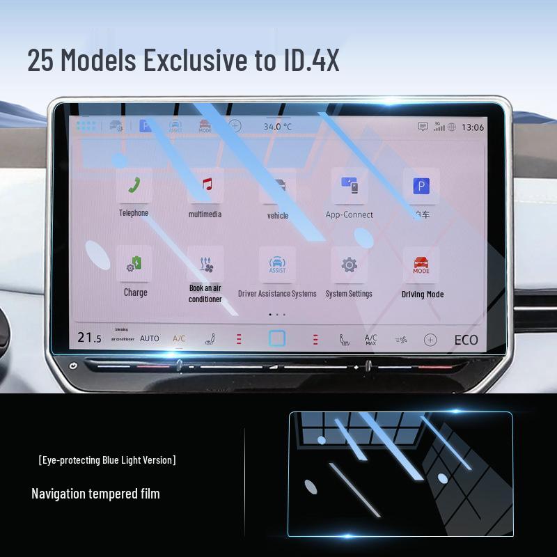 Закаленное стекло для экрана и пленка для центральной консоли Volkswagen ID4X CROZZ для декора интерьера