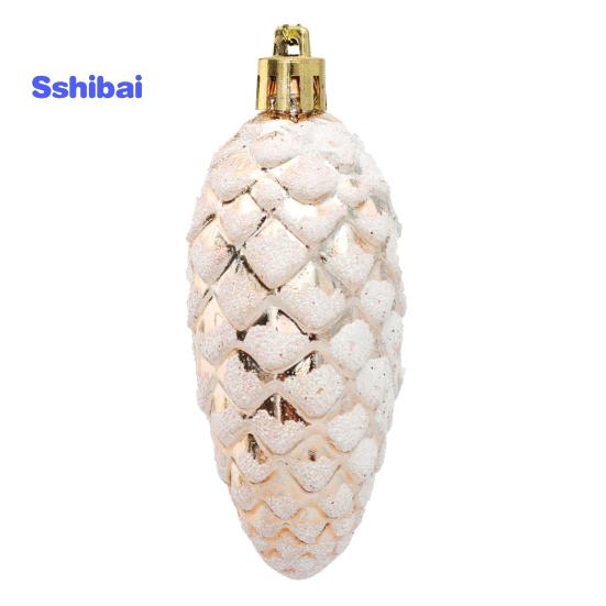 5 шт./кор., рождественские висячие сосновая шишка, блестящие многоразовые небьющиеся украшения для рождественской елки, пластиковые сосновые шишки, украшение для вечеринок