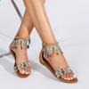 Этнический стиль Римские сандалии новые ручная работа бисерная молния сзади этнические бохо плоские туфли