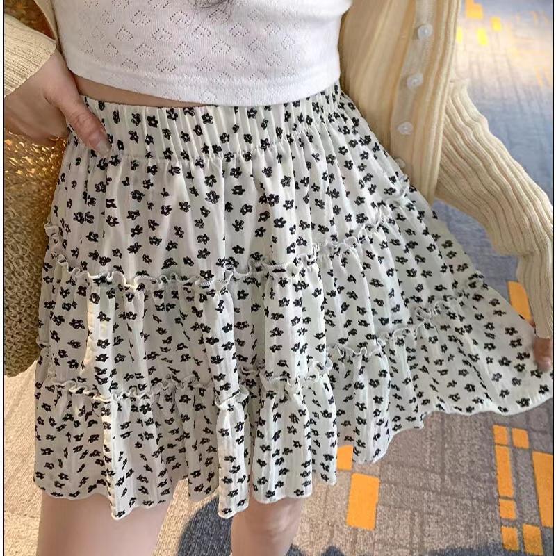 1PC Beach Short Skirt Polyester Skirts A-line Skirt Floral Printed Elastic Waist Breathable Elegant
