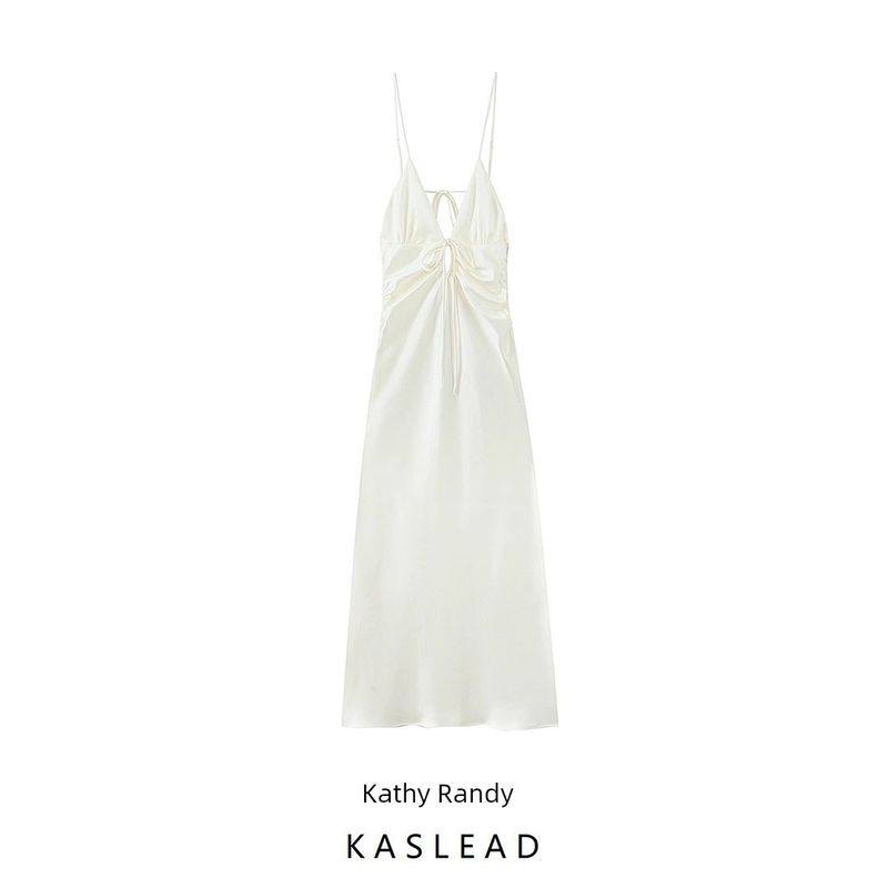 Kaslead New Arrival Women's Clothing Fashion Style Cut Out Design Silk Satin Texture Dress 2453331
