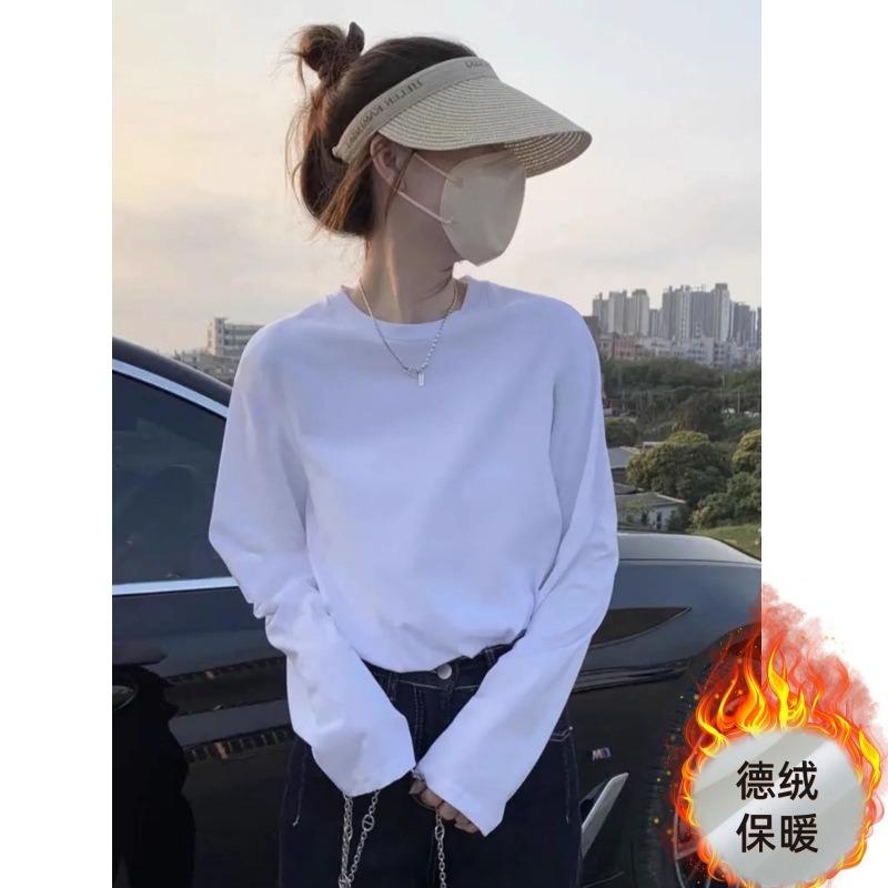 Простой и универсальный топ из чистого хлопка, женская весенняя теплая рубашка с длинным рукавом из немецкого вельвета, с базовой нижней майкой, тренд