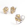Gorgeous 925 Sterling Silver Leaf Fancy Design Ring Earrings Natural Citrine Gemstones Fine Jewelry Set for Women's Wedding Gift