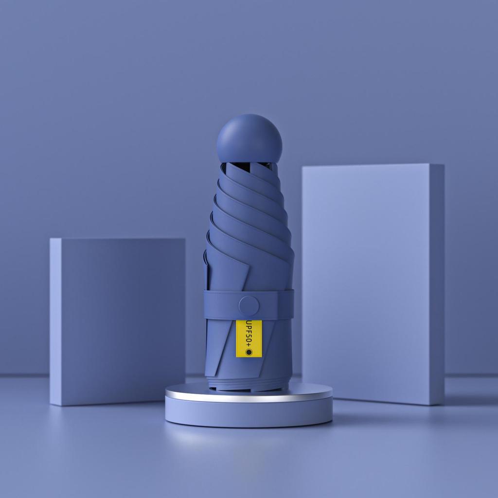 Black Plastic 50% Fold Ultra-Light Pocket Umbrella - Portable, Mini, for Sun/Rain