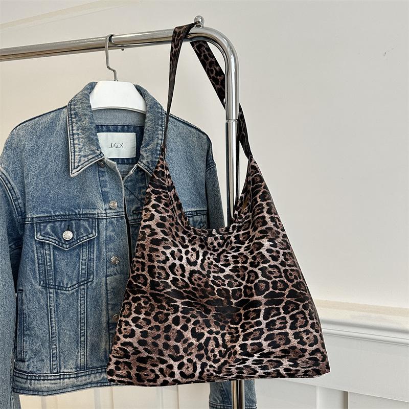 Popular Leopard Print Bag for Women Autumn and Winter New Fashion Tote Bag for Women Ins One Shoulder Carry