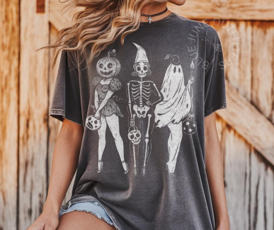Vintage Sexy Halloween Trio Trick or Treat | Unisex Comfort Colors Spooky Tee