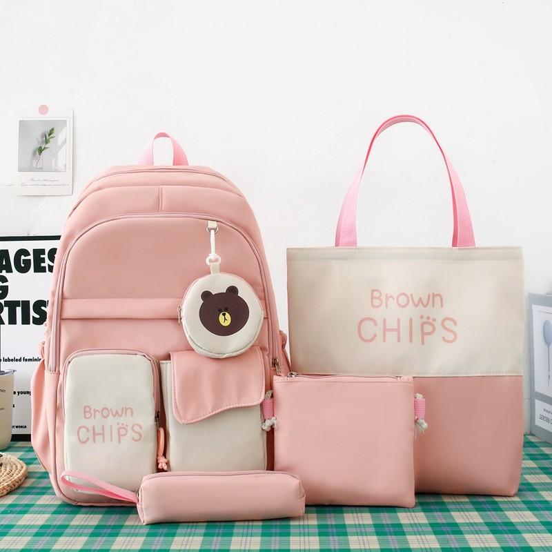 Рюкзак из трех предметов, набор цветных блоков, студенческий школьный рюкзак, женский рюкзак большой вместимости, сумка для письма с сумкой для ручек