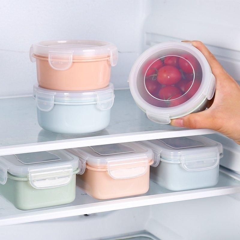 Mini Size Home Round Plastic Refrigerator Crisper Kitchen Food Storage Sealed Box Lunch Grains Tank Sorting Container