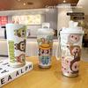 Cartoon Pattern Coffee Cup 316 Stainless Steel Thermos Cup Portable Double Drinking Straw Water Cup