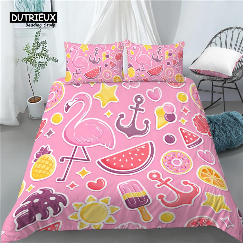 Роскошные комплекты постельного белья с принтом 3D фламинго, удобные пододеяльники и наволочки в размерах ЕС/США/Австралия
