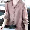 Women Blouses Ruffles Solid Loose Fit Womens Blouses Casual V Neck Long Sleeve Plus Size Shirts Tunic