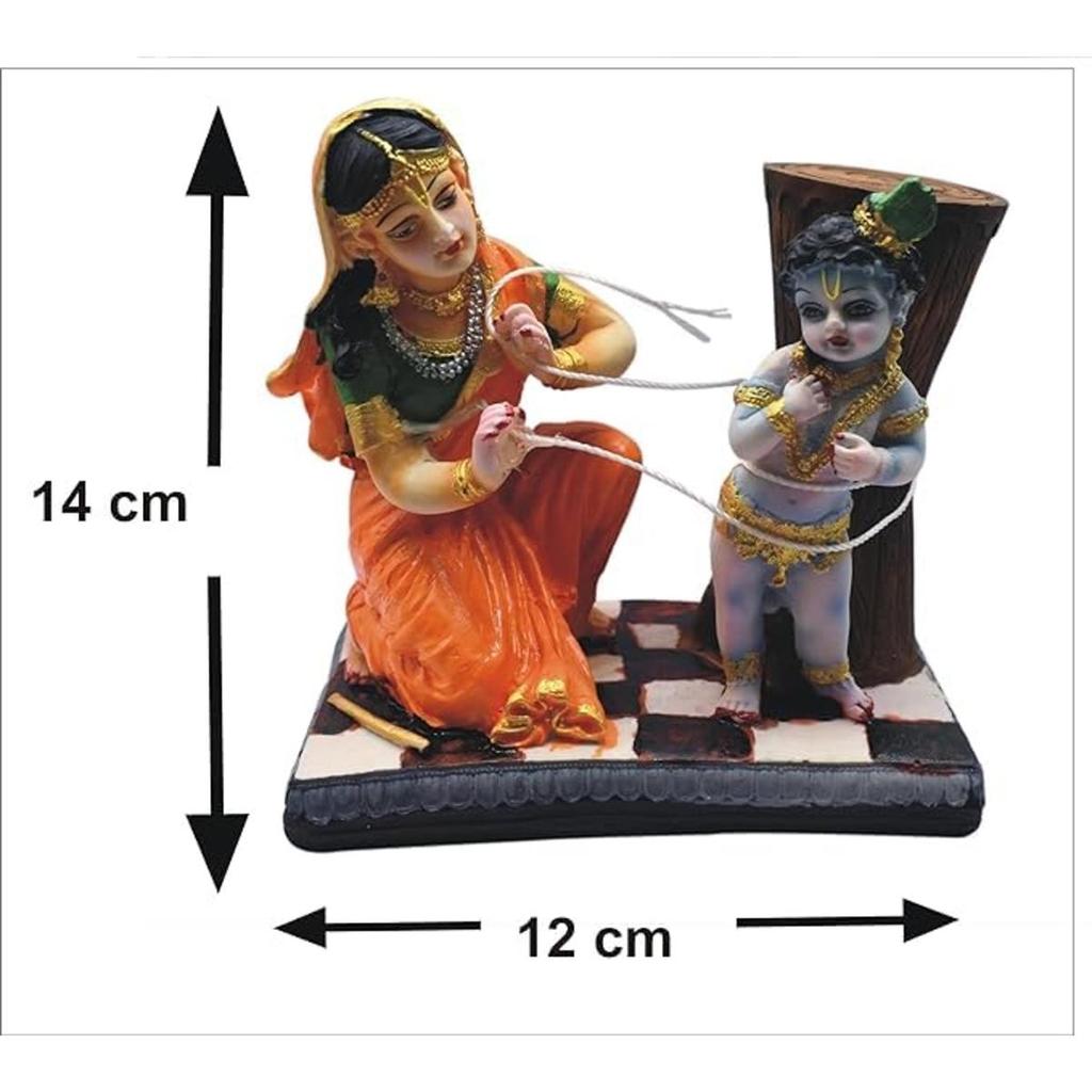 Hindu God Maa Yashoda Binding Lord Krishna Idol Sculpture Statue Figurine Resin, 50 cm, 7.5 cm