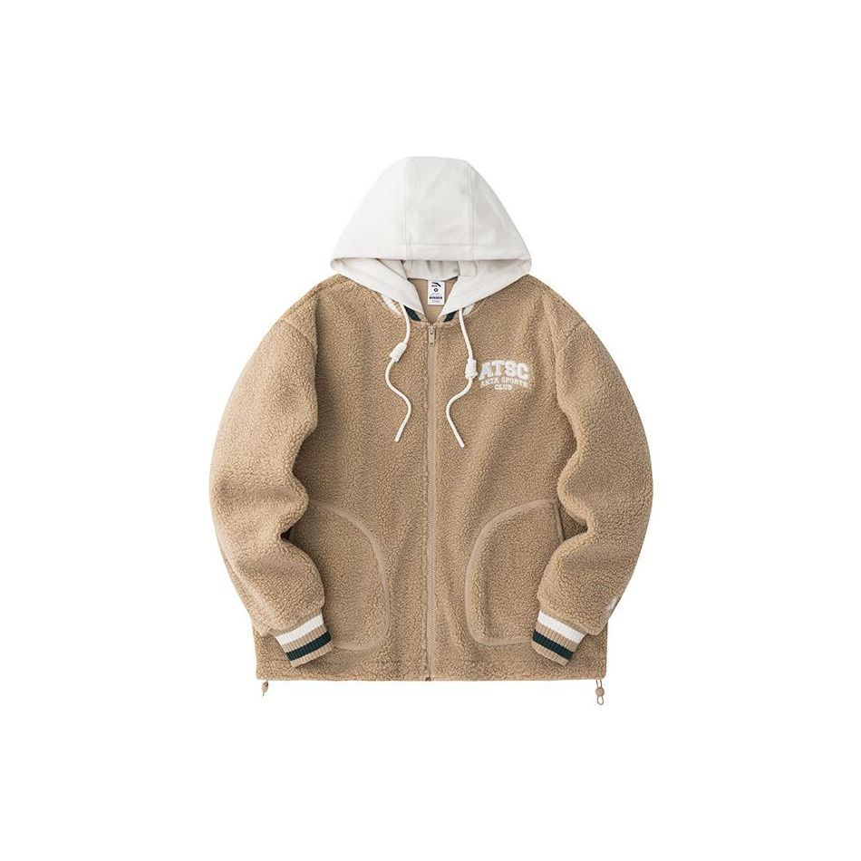 Anta Стиль жизни Серия Letter Color Block Молния С Капюшоном Толстая Куртка Женские Куртки Camel Milk-Tea 162348712-3