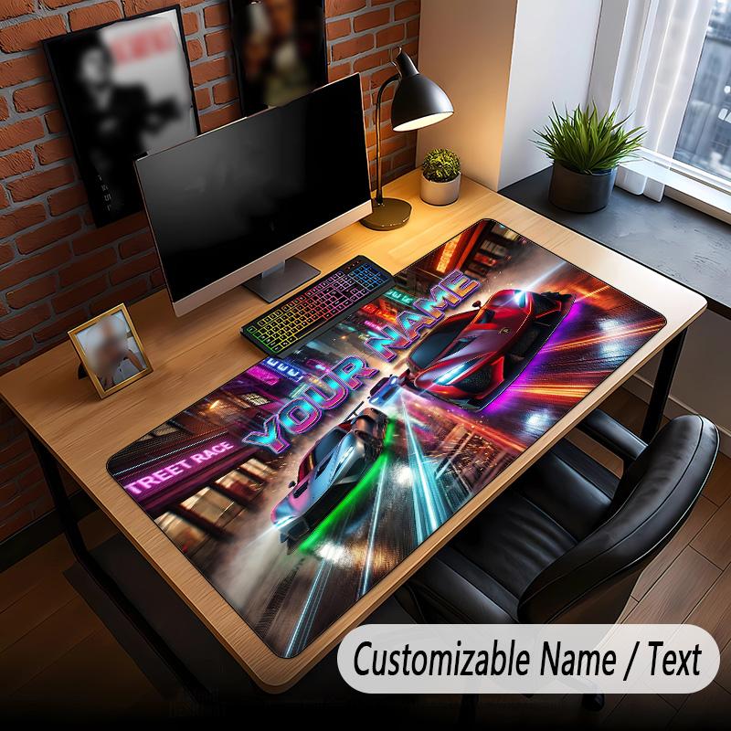 Neon Abstract Theme Custom Mouse Pad Personalized With Name Text Customized Desk Mat For Office Home Decor