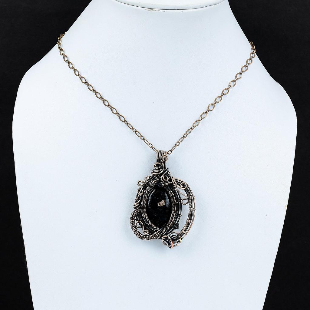 Nuummite Pendant Copper Wire Wrapped Pendant Nuummite Jewelry Amazing Pendant Handmade Boho Pendant Gemstone Copper Jewelry Anniversary Gift