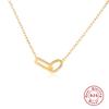 S925 Sterling Silver Charm Geometric Classic Diamond Interlocking Clavicle Chain Necklace