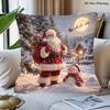 2D Flat Printed 1pc Christmas Themed Pillowcase - Double-Sided Print with Santa Claus, Snowman, Gifts, and Christmas Tree Patterns - Multiple Sizes Av