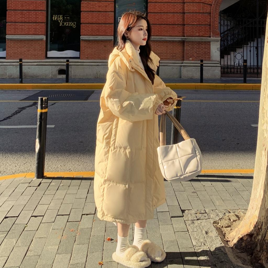 Yellow Down Padded Jacket Women's Mid-long Winter Padded Jacket Thicker Than The Knee Padded Jacket