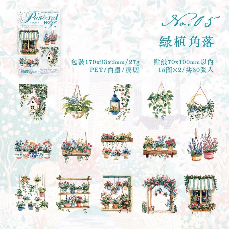 30pcs/1lot Kawaii Stationery Stickers Rural Mist Diary Decorative Stickers Scrapbooking Craft Stickers